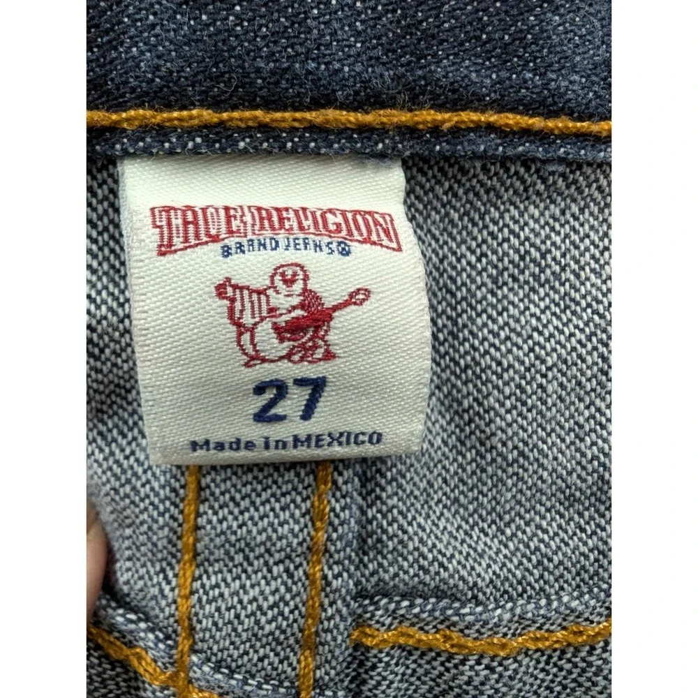 True Religion World Tour Dark Wash Blue Denim Straight Fit Low Rise Jeans